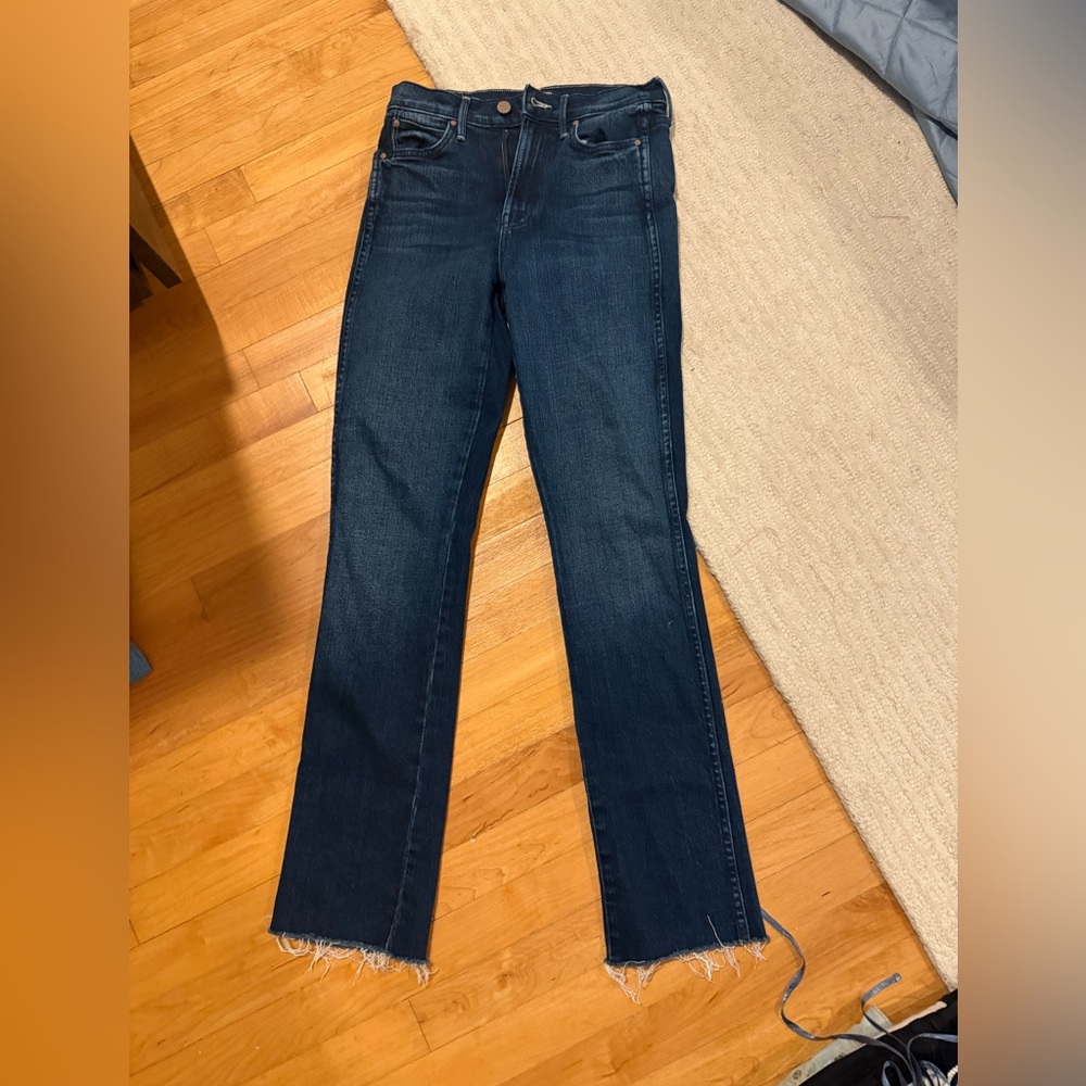 Mother high waisted rascal skimp fray Women's Dark Blue Jeans